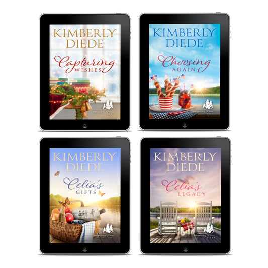 Covers for EBOOK bundle of Books 4 through 7 in the complete Gift of Whispering Pines women's fiction series by Kimberly Diede.
